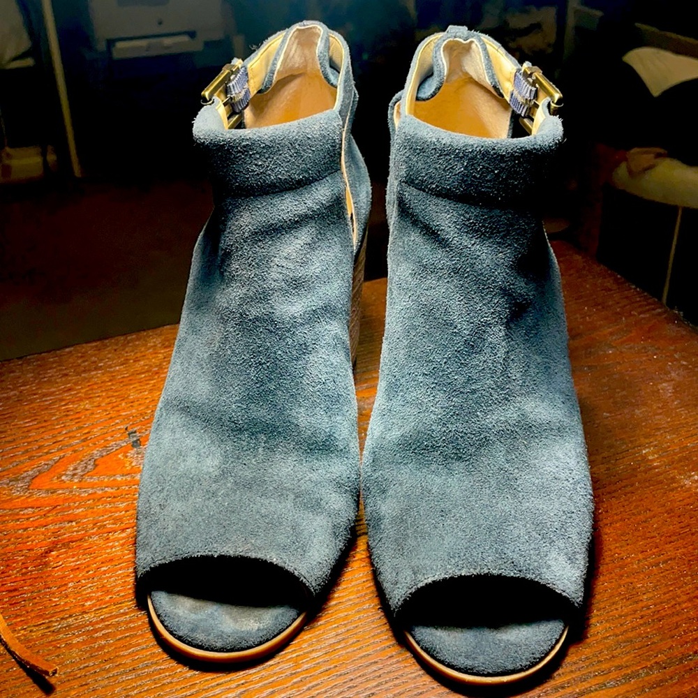 Navy blue suede ankle boots